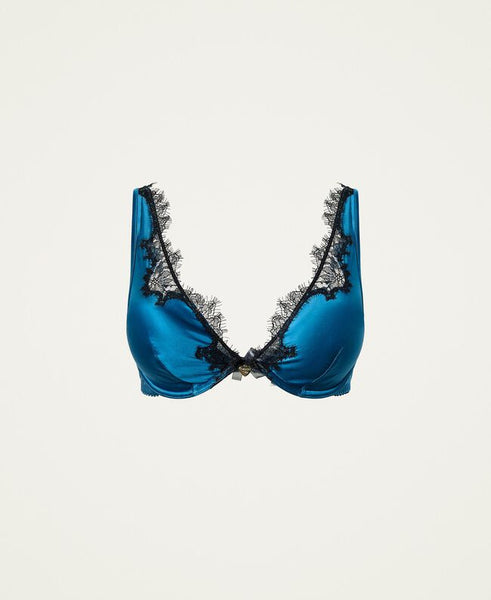 Reggiseno bralette in raso con pizzo