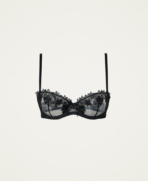 Reggiseno con ferretto in tulle ricamato