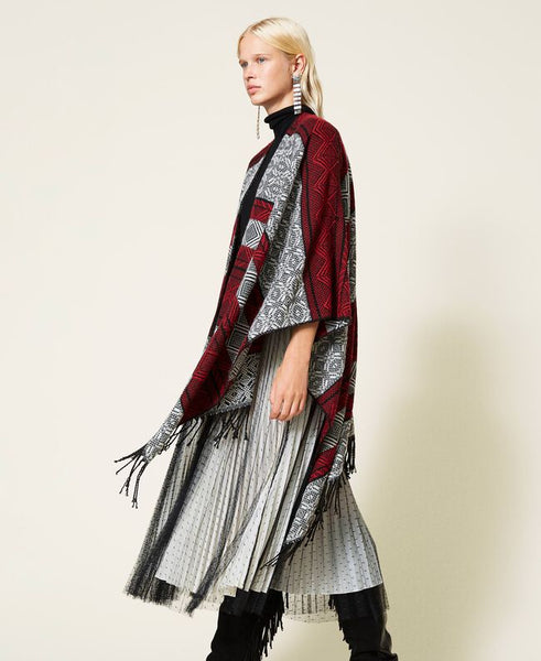 Poncho in panno jacquard
