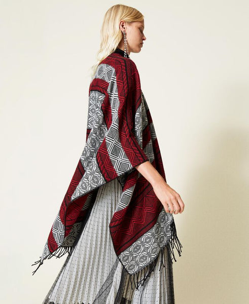 Poncho in panno jacquard