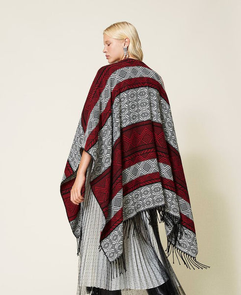 Poncho in panno jacquard