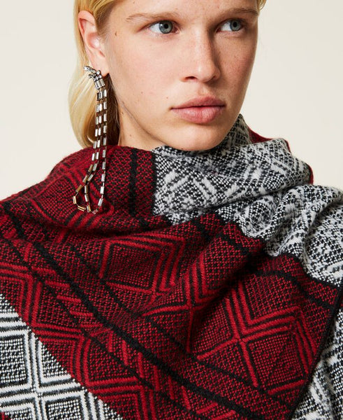 Poncho in panno jacquard