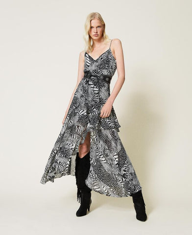 Abito sottoveste in creponne animalier