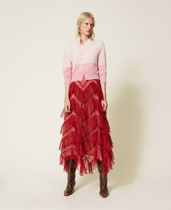 Gonna lunga in tulle a balze plissé
