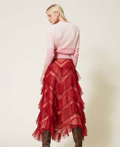 Gonna lunga in tulle a balze plissé