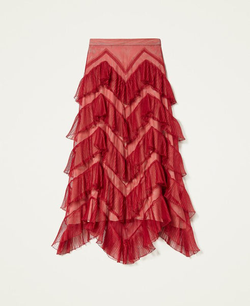 Gonna lunga in tulle a balze plissé
