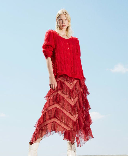 Gonna lunga in tulle a balze plissé