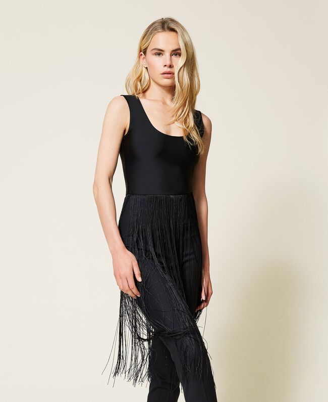 Body in maglia con frange