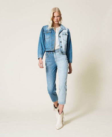 Jeans carrot fit bicolore