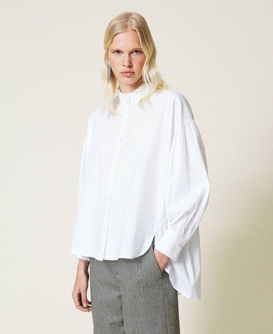 Camicia in popeline con volant