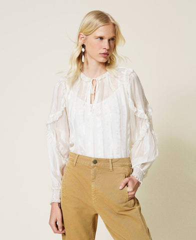 Blusa in chiffon di seta jacquard