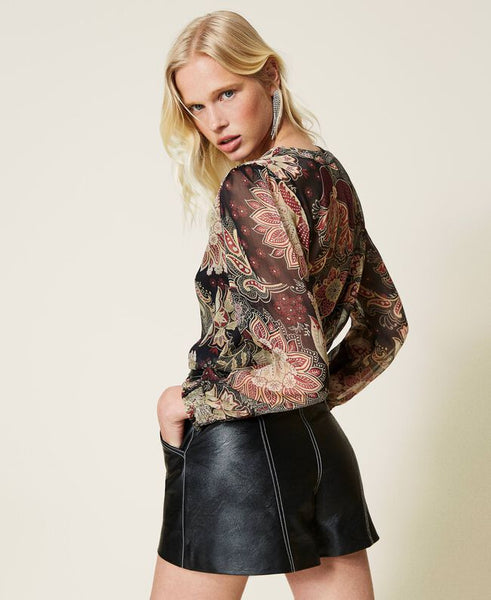 Blusa in creponne a fiori