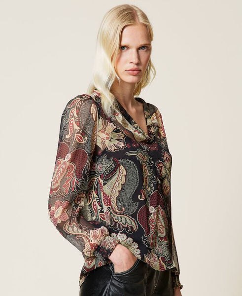 Blusa in creponne a fiori