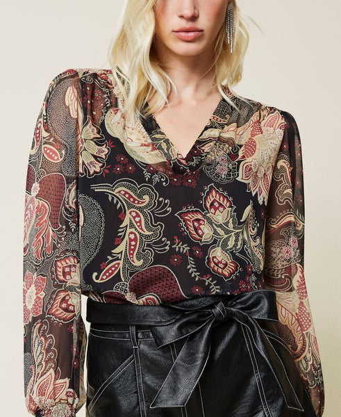 Blusa in creponne a fiori