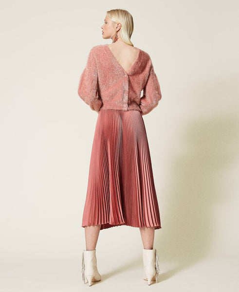 Maglia-cardigan con maniche arricciate