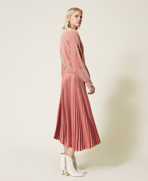 Maglia-cardigan con maniche arricciate