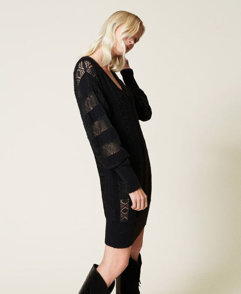 ⚡Abito in maglia a righe traforate