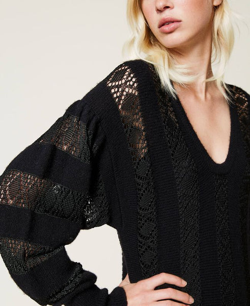 ⚡Abito in maglia a righe traforate