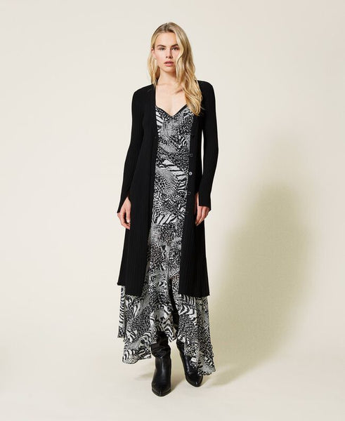 Maxi cardigan a costine