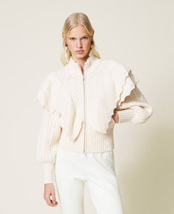 Bomber in misto lana con trecce