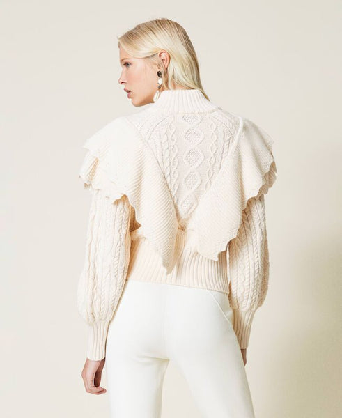 Bomber in misto lana con trecce