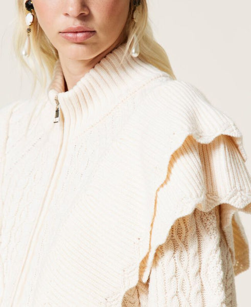 Bomber in misto lana con trecce