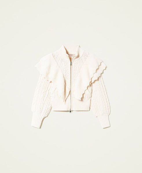 Bomber in misto lana con trecce
