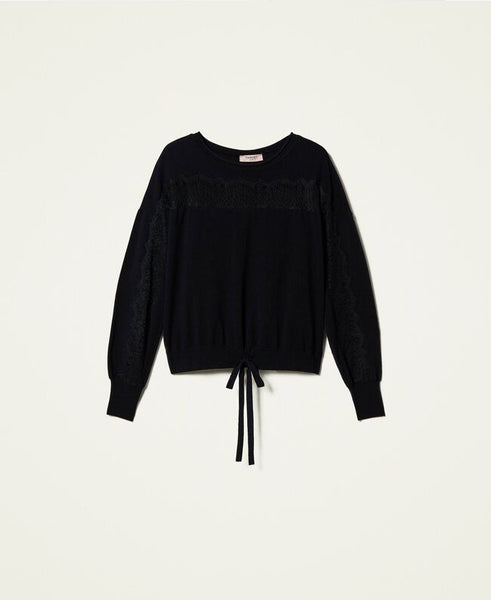 Maglia con intarsi di pizzo