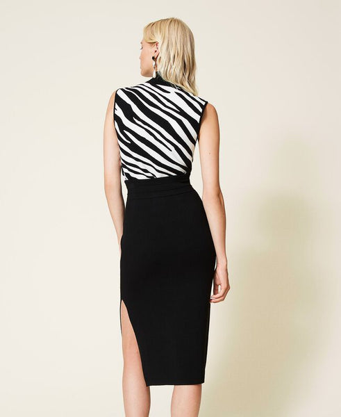 Top in maglia jacquard animalier