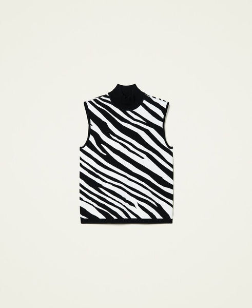 Top in maglia jacquard animalier