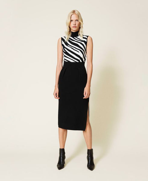 Top in maglia jacquard animalier