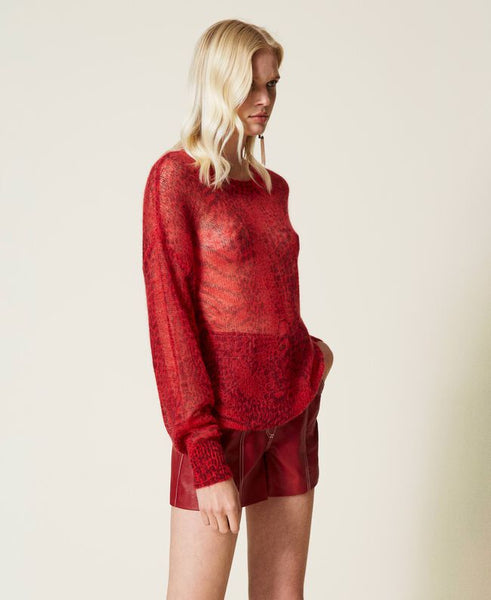 Maglia in misto mohair animalier