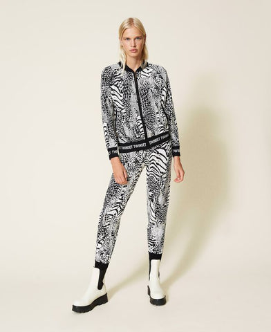 Joggers animalier con logo