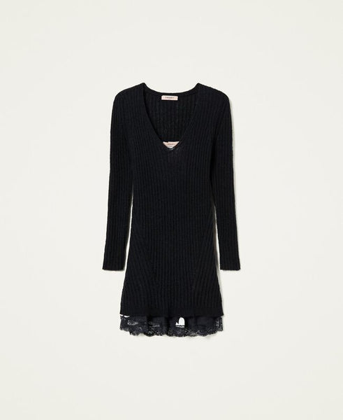 ⚡Abito in misto mohair e sottoveste a fiori