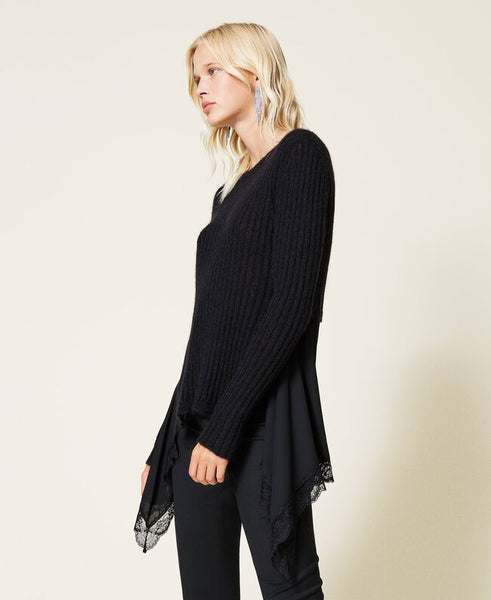 Maglia in misto mohair con inserti