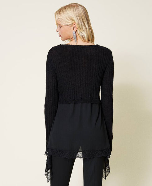 Maglia in misto mohair con inserti