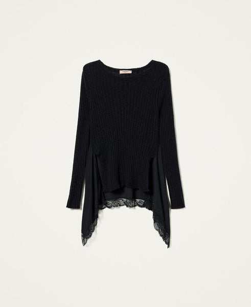 Maglia in misto mohair con inserti