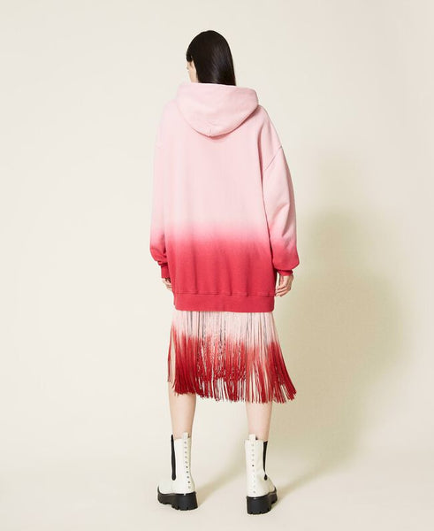 ⚡Abito in felpa tie‑dye con frange e logo