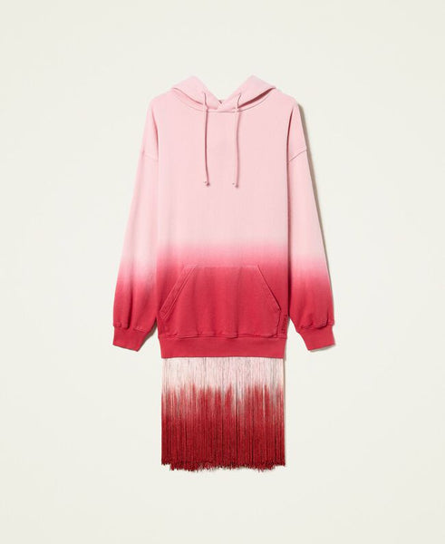 ⚡Abito in felpa tie‑dye con frange e logo