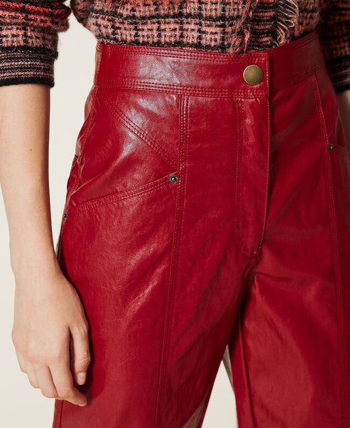 Pantaloni cropped in tessuto spalmato
