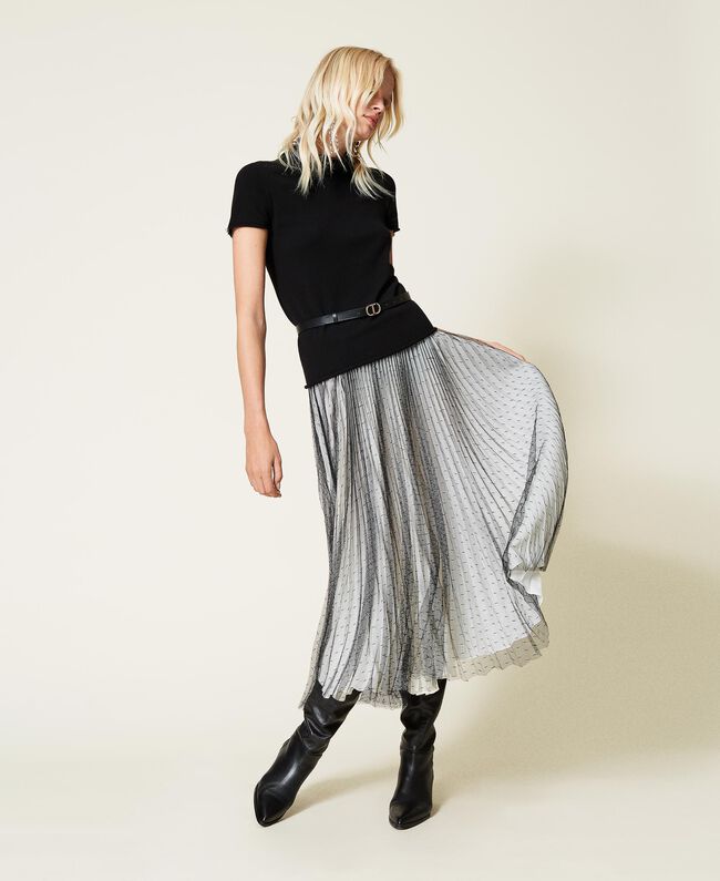 Gonna lunga in tulle plumetis