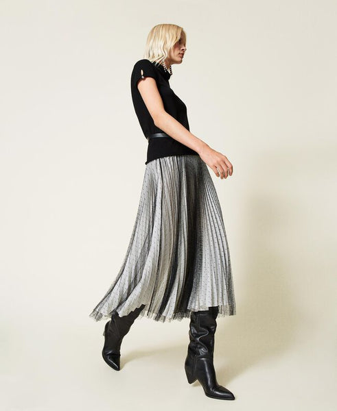Gonna lunga in tulle plumetis