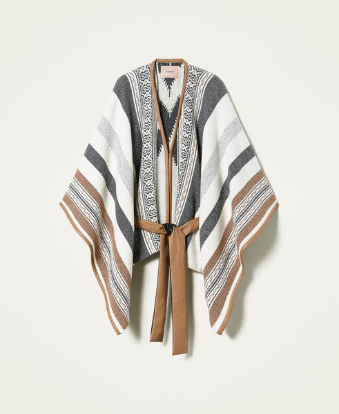 Poncho in stuoia di misto lana