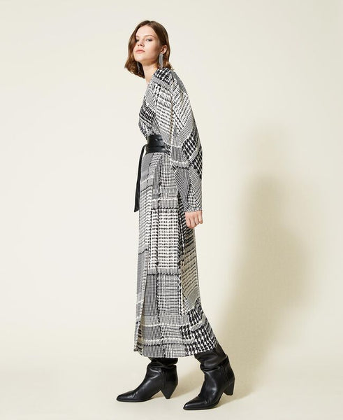 ⚡Abito lungo con stampa pied-de-poule