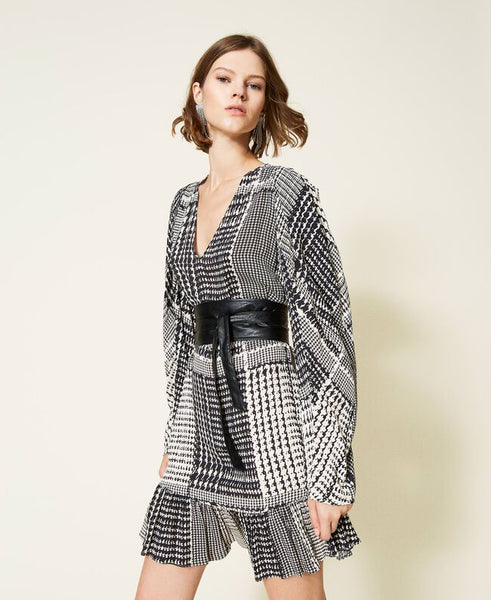 ⚡Abito con stampa pied-de-poule