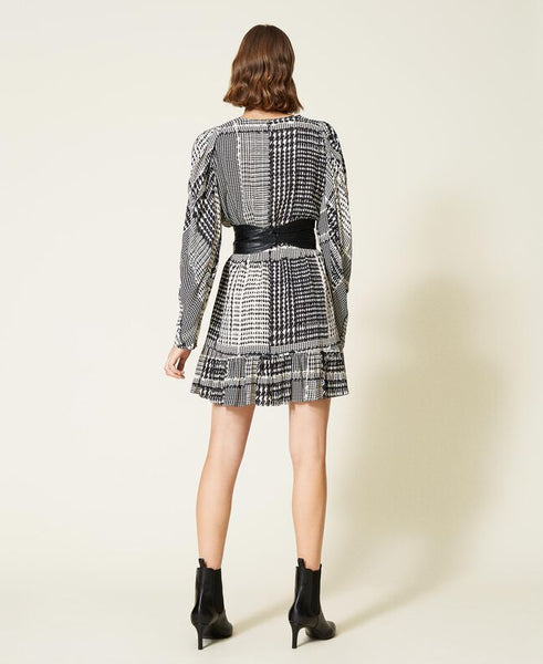 ⚡Abito con stampa pied-de-poule