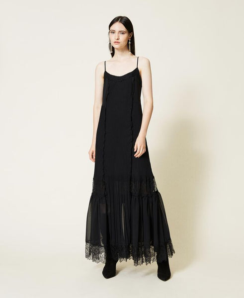 ⚡Abito lungo in chiffon con pizzo