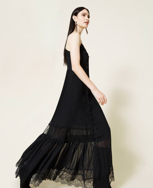 ⚡Abito lungo in chiffon con pizzo