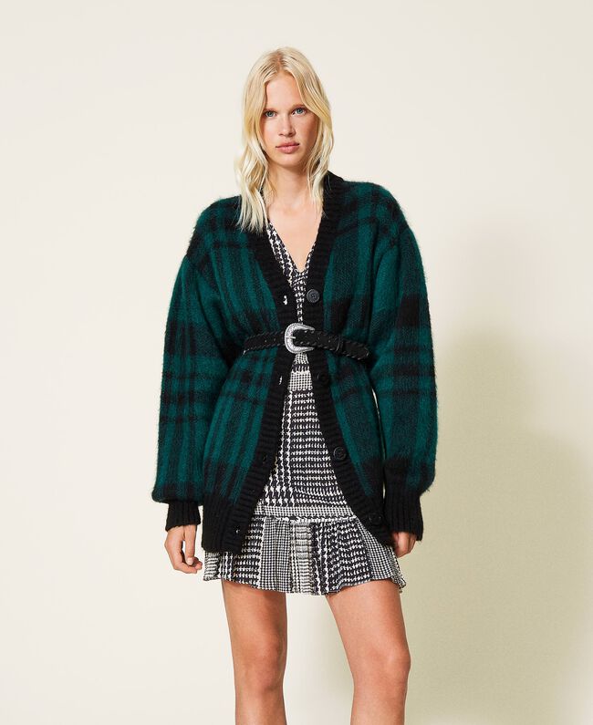 ⚡Cardigan in misto mohair check