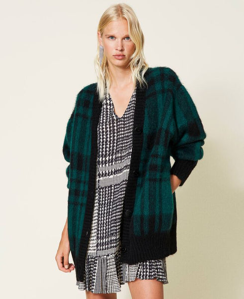 ⚡Cardigan in misto mohair check